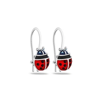 Серебряные сережки детские Божья коровка
