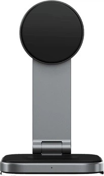Беспроводное зарядное Satechi 2-in-1 Foldable Qi2 Wireless Charging Stand Space Gray
