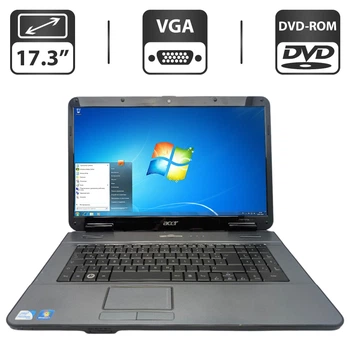 Ноутбук Acer Aspire 7715Z / 17.3" (1600x900) TN / Intel Pentium T4500 (2 ядра по 2.3 GHz) / 4 GB DDR3 / 250 GB HDD / Intel Graphics / WebCam / DVD-ROM / АКБ не держит б/у