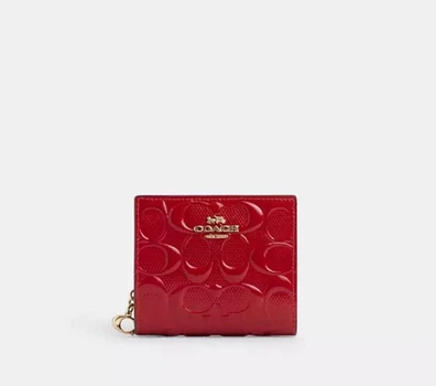 Гаманець жіночий шкіряний Coach Snap Wallet In Signature Leather (CV415) червоний