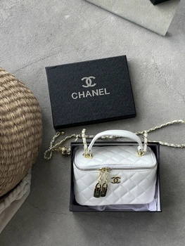 Сумка женская клатч Chanel Classic Black Lambskin белый