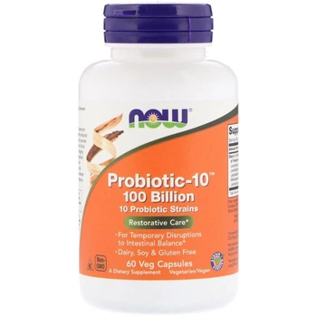 Пробіотик Для Травлення Probiotic-10 100 Billion Now Foods 60 капсул