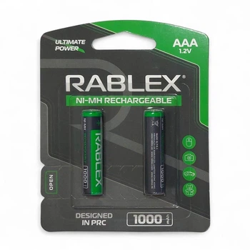 Батарейки аккумуляторные Rablex ААA / HR3 / R03 1000 mAh 1.2V Ni-MH мизинчиковые 2 шт.
