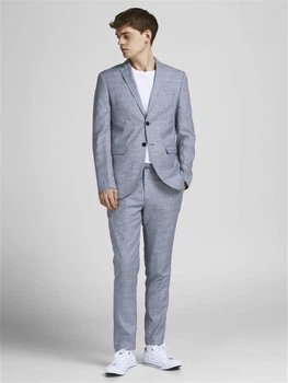 Брюки JACK&JONES блакитний в клітку IFHMW468 50