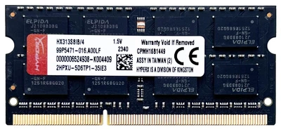 Оперативна пам'ять Kingston HyperX SODIMM DDR3 4Gb 1333Mhz (HX313S8IB/4)