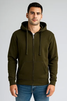 Толстовка с капюшоном и молнией JHK, унисекс, HOODED SWEATSHIRT, хаки, размер XXL