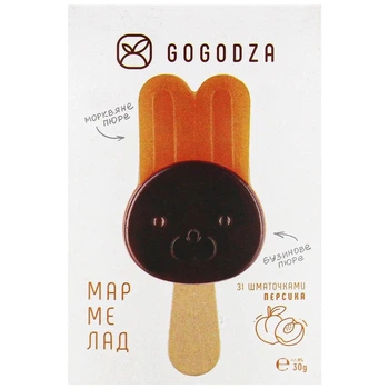 Желейний мармелад Gogodza морква-бузина зі шматочками персика 30г