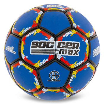 Мяч футбольный №5 PU Гриппи сшит вручную SOCCERMAX FB-6525 синий