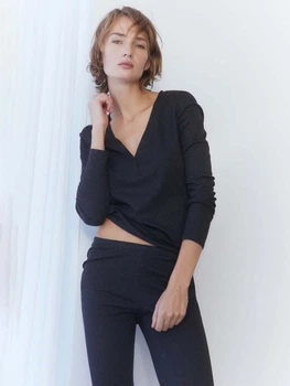 Піжамний лонгслів жіночий бавовняний H&M 1256579_темн.сір XS Темно-сірий (KAY2000001665770)