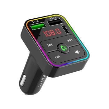 FM-модулятор Havit HV-FM812BT 2xUSB Type-A/1xUSB Type-C RGB Black