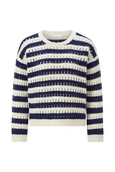 Свитер из шерсти мериноса Rich&royal 2409-131П бело-синие полоски XS