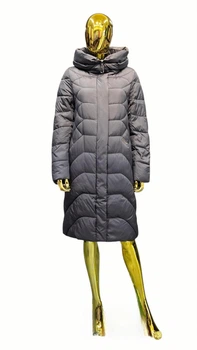 Пуховик женский Mishele стеганый с капюшоном 26221 52 графитовый