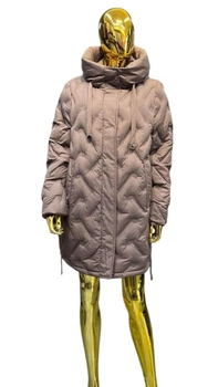 Куртка женская зимняя DELFY удлиненная стеганная 293 2XL капучино