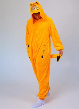 Пижама кигуруми детская для мальчиков и подростков на молнии Kigurumi Кот Гарфилд оранжевый M 155-165 см. (1147/3)