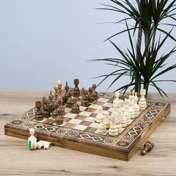 Подарочный элитный игровой набор Prezent ВИП шахматы + нарды ручной работы