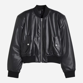 Кожаная куртка женская H&M 1209264 XS Черная (KAY2000001666838)