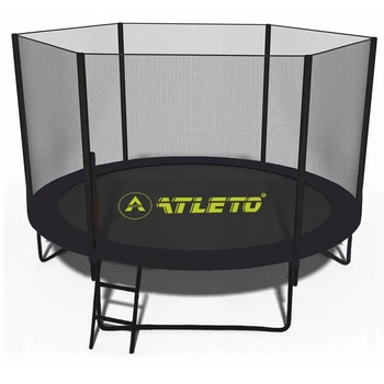 Батут с пружинами Atleto Black с сеткой и лестницей 252 см Черный (127-76-42400582)