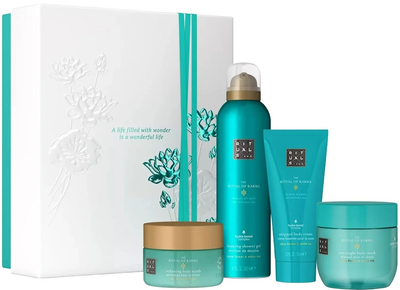 Zestaw Rituals The Ritual of Karma Medium 2025 Krem do ciała 100 ml + Żel-pianka pod prysznic 200 ml + Nocna maska do ciała 125 ml + Peeling do ciała 125 g (8719134201819)