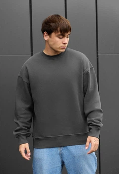 Мужской свитшот стаф темно-серый оверсайз из флиса Staff dark gray2 oversize fleece XS (362052)