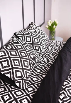 Комплект постільної білизни Ранфорс Premium black/white rhombus Сімейний 150х210 см (2шт)