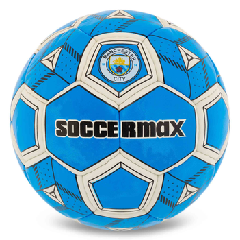 Мяч футбольный №5 PU Гриппи сшит вручную SOCCERMAX MANCHESTER CITY FB-0047-809 синий