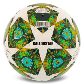 Мяч футбольный №5 PU ламинированный сшит вручную PREMIER BALLONSTAR FB-5157 Белый-зеленый