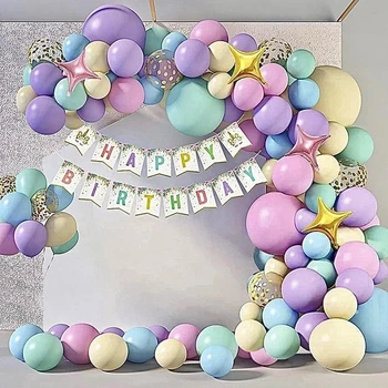Фотозона из воздушных шаров "Happy Birthday" 95шт/наб R35125
