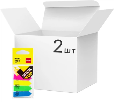 Упаковка стікерів-закладок Deli EA10602-2 пластикові стрілки 5 кольорів 2 упаковки по 100 аркушів (2000400811792)