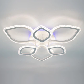 Управляемая светодиодная СМАРТ люстра ESLLSE AZALIA ICE RGB 100W 7R 680x110мм Белая с подсветкой RGB