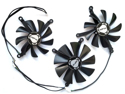 Вентилятор кулер для видеокарты XFX RX 5700XT 6700XT 6750XT Champion CF1010U12S (CF1015U12S FDC10U12S9-C PLD10015B12H PLA09215B12H CF1015U12D CF9015U12D) комплект 3 шт (№361)