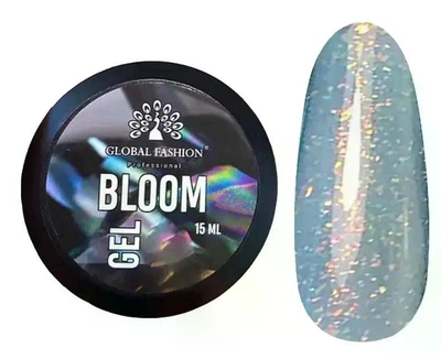 Гель для моделювання нігтів Global Fashion із частинками фольги поталь Bloom 15 мл №1