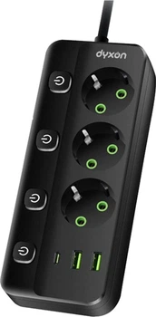 Мережевий фільтр-подовжувач Dyxon PRO-1096 5.0 м 3 розетки 2 USB-A 1 USB-C (PD) Black (DXN-1096-5M-3-B)