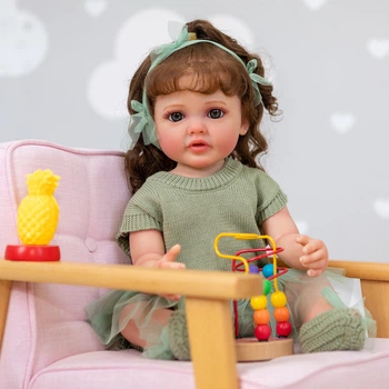 Реалистичная кукла реборн девочка София 55 см с волосами силиконовая Reborn doll как живая с бутылочкой и соской отличный подарок для ребенка