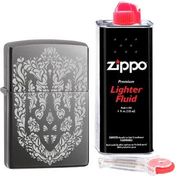 Набір Zippo "Україна з вишиванкою" + кремній + бензин зіппо