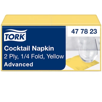 Серветки жовті Tork, 24*24 2 шари, 200 шт. Австрія 477823