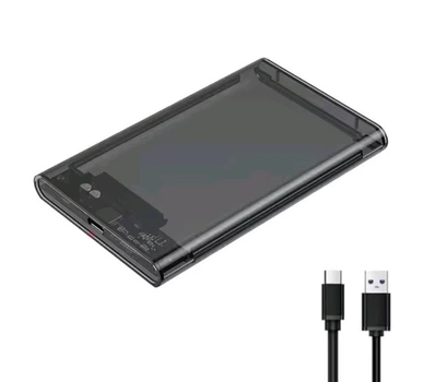 Корпус для зовнішнього жорсткого диска SATA SSD HDD 2.5" чорний прозорий