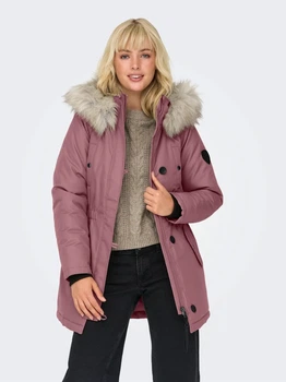 Куртка демисезонная удлиненная с капюшоном женская ONLY 15304625-64411 M Rose Brown (5715425874949)