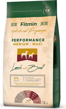 Sucha karma dla psów Fitmin Performance Maxi Medium Jagnięcina z wołowiną 12 kg (8595237033294)