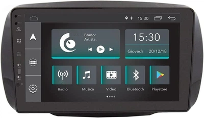 Штатная автомагнитола JFSound JF-039S2-XDC для Smart Fortwo/Forfour / 9" / Сенсорная / 2/16Гб / Android 12 / Apple CarPlay / Android Auto / Bluetooth / WI-FI / GPS / USB / RCA / DAB+ / 1DIN
