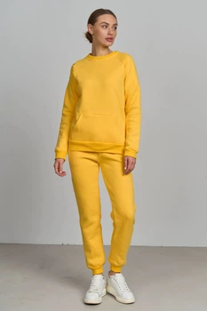 Теплий спортивний жіночий костюм однотонний Nicoletta 88979 Байка з начосом Жовтий XL