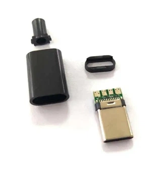 Штекер USB Type-C розборний на кабель для пайки 1шт Чорний
