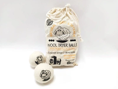 Набір м’ячиків для сушіння білизни з овечої вовни Wool Dryer Balls, 6 шт. принт Овечка