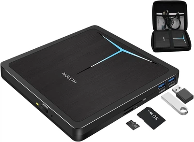 Внешний DVD-привод NOLYTH / CD-привод Внешний USB 3.0 Type-C DVD/CD+/-RW записыватель с USB-портом и слотом SD TF