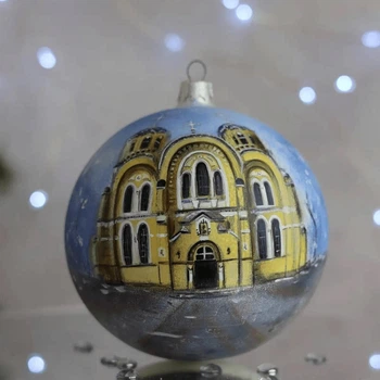 Ялинкова іграшка новорічна куля Santa Shop Володимирський собор Білий 12 см (4820001155051)