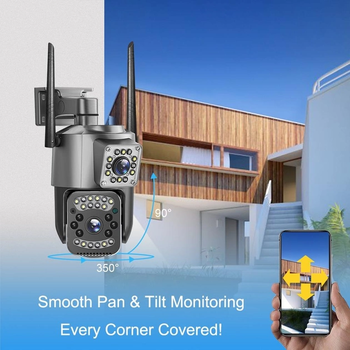Камера видеонаблюдения уличная UKC V380pro 4G двухобьективная V380 APP, интерком, ночная сьомка, 10х Zoo