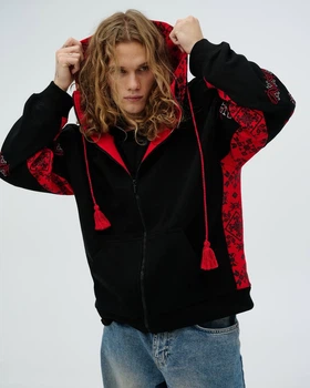 Худі на блискавці з вишивкою Trend Геометрія L/XL Чорний (TREHUBLCH)
