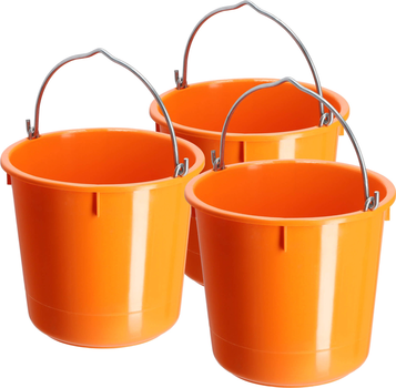 Zestaw wiader budowlanych Kadax Kanan pomarańczowy 12 l x 3 szt (5903699429488)