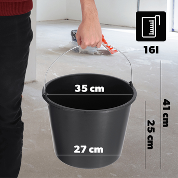 Zestaw wiader budowlanych Kadax Bado czarny 16 l x 12 szt (5902730383833)