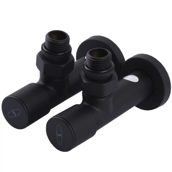Комплект угловых кранов удлиненных вентильных с американкой Solomon LUX 1/2" Black7777