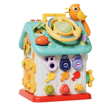 Розвиваючий ігровий центр Wtoys "Будиночок-бізіборд" з кермом, музикою, світлом та сортером